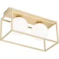 QAZQA Design loftslampe guld med hvidt glas 2-lys - Aniek