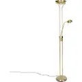 QAZQA Moderne gulvlampe messing med læselampe inkl. LED Dim to Warm - Diva