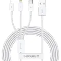 Baseus Superior Series USB to micro USB / USB-C / Lightning 3.5A 1.2m (white)