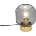 QAZQA Moderne bordlampe messing med røgglas - Stiklo
