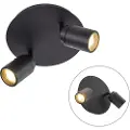 QAZQA Smart moderne spotlight sort inkl. GU10 2-lys IP44 - Ducha
