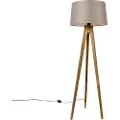 QAZQA Rustik Tripod Vintage Træ med Linieskærm Taupe 45 cm - Tripod Classic