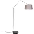 QAZQA Moderne gulvlampe stål med skærm mørkegrå 45 cm - Editor