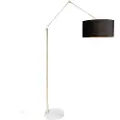 QAZQA Moderne gulvlampe guld fløjlsskærm sort 50 cm - Editor