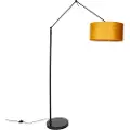 QAZQA Moderne gulvlampe sort med guld skærm 50 cm - Editor