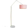 QAZQA Moderne gulvlampe guld fløjlsskærm lyserød 50 cm - Editor