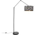 QAZQA Gulvlampe sort med zebra-skærm 50 cm - Editor