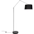 QAZQA Moderne gulvlampe stål med skærm sort linned 45 cm - Editor