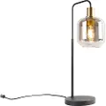 QAZQA Design bordlampe sort med guld og røgglas - Zuzanna
