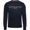 Tommy Hilfiger Tommy Hilfigertil mænd. MW0MW11596 Crewneck-sweatshirt med navy-broderet logo (S), Casual, Lange ærmer, Økologisk bomuld, Bæredygtig, Blå