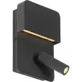 QAZQA Væglampe sort inkl. LED med USB og læselampe med kontakt - Robin