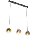 QAZQA Art Deco pendellampe sort med guld glas aflang 3-lys - Pallon