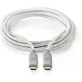 Nedis Guld Cctb64020al20 Usb 3.2 Gen 2x2-kabel Usb-c M-usb-c M 4k@20 Gb/s Flettet Og Belagt 2 M 100w 60hz