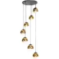 QAZQA Art Deco pendellampe sort med guld glas 7-lys - Pallon