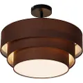 QAZQA Moderne loftslampe brun 45 cm 3-lys - Drum Trio