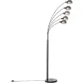 QAZQA Design gulvlampe sort med røgglas 5-lys - Sixties Marmo
