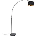 QAZQA Moderne buegulvlampe sort med guld - Arc Basic