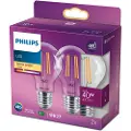 Signify Led E27 Klot Klar 4.3w (40w) 470 Lumen 2-pack