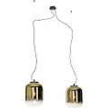 QAZQA Design pendellampe sort med guld glas 2-lys - Bliss