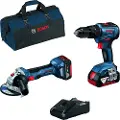 Bosch Gsb 18v-55+gws 18v-7+2x4.0ah+bag Elektrisk Skruetrækker
