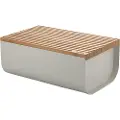 Alessi Brødkasse med skærebræt MATTINA 34 cm, grå, stål / bambus, Alessi