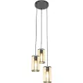 QAZQA Oriental Pendellampe Sort med Rattan 3-lys Rund - Akira