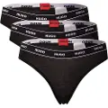 Hugo Boss HUGOtil kvinder. 50469681 Sæt 3 sortstribede g-strenge (S), Afslappet, Bomuld