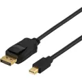 Deltaco Displayport Kabel 2m. Displayport Mini Displayport Sort