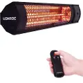 Vonroc Terrassevarmer - Marsili - 2000W | Infrarød | Sort | IP55 | Hurtig Opvarmning | Inkl. Fjernbetjening