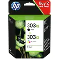 HP 303 XL 3-farver & sort Blækpatron 2-pack 3YN10AE Modsvarer: N/A