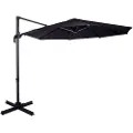 Vonroc Premium Hængeparasol Bardolino Ø300cm – inkl krydsfod og overtræk - rund | Sort