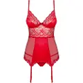 Obsessive Lovica - blonderet strømpeholdertop og tanga (rød) - L/XL