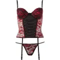 Cottelli - Roset korsét og tanga (rød) - 80B/M