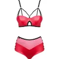 Obsessive Leatheria - rød læderlook bh-sæt - S/M