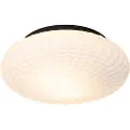 QAZQA Klassisk loftslampe sort med opalglas 35 cm IP44 - Nohmi
