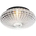 QAZQA Klassisk loftslampe sort med røgglas 23 cm IP44 - Nohmi