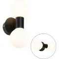 QAZQA Moderne væglampe sort IP44 2-lys - Cederic