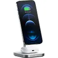 Satechi Magnetic 2-i-1 Wireless Charging Stand Hvid, Sølv