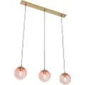 QAZQA Art Deco pendellampe messing med lyserød glas 3-lys - Pallon