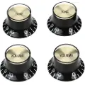 Gibson Top Hat Knobs w/ Gold Metal Insert Set of 4 Black