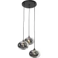QAZQA Art Deco Pendellampe sort med røgglas 3-lys Rund - Busa