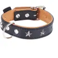 Heim Stars, sort/beige læderhalsbånd - Str. 60: 45 - 55 cm halsomfang