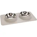 Karlie Dex Diner Set Silikon Dobbeltskål - Grå: 2 X 350 ml, Ø 14 cm