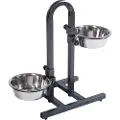 Zooplus Exclusive U-foderbar inkl. 2 rustfrie stålskåle - 2 x 1,6 l, Ø 21 cm, højde op til 44 cm