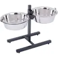 Zooplus Exclusive Foderbar inkl. 2 rustfrie stålskåle - 2 x 1,6 l, Ø 21 cm, højde op til 38 cm