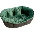 Ferplast hundekurv Siesta Deluxe sort med betræk Sofà grøn velour - Str 4: L 64 x B 48 x H 25 cm