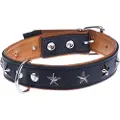 Heim Stars, sort/beige læderhalsbånd - Str. 50: 38 - 46 cm halsomfang