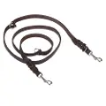 Heim dobbelt-snor af læder med indflettet karabinhage - 220 cm lang / 18 mm bred