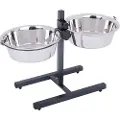 Zooplus Exclusive Foderbar inkl. 2 rustfrie stålskåle - 2 x 2,8 l, Ø 25 cm, højde op til 50 cm