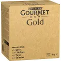 Gourmet Megapakke: Gourmet Gold kattefoder 96 x 85 g - Raffineret Ragout: Okse, Kylling, Tun, Laks